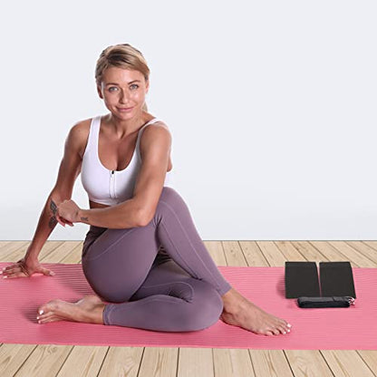 Yoga Foam Wedge Blocks (Pair), Calf Raise Block, Calf Stretcher, Yoga Wrist Support, Balance, Pushup, Fitness, Pilates, Heel Stretcher, Squat Wedge with Gym Bag - color: black, size: Wedges with Strap