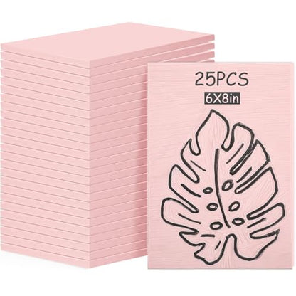 Fuyoooo 25 Pcs 6 x 8 Inch Pink Rubber Linoleum Carving Blocks for Printmaking Linocut Block Stamp Carving Kit Soft Rubber Crafts Block for Printmaking, Stamp Carving, Scrapbooking Supplies