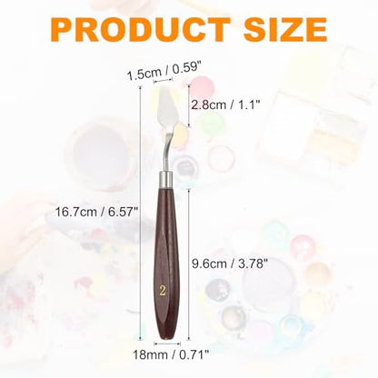 HARFINGTON Palette Knife Painting Tool 1.1 x 0.59 Stainless Steel Art Spatula Pallet Knives Scrapers Tools with Beech Wood Handle for Acrylic Oil Canvas Mixing Spreading, Red/Silver - size: 1.1" x 0.59"
