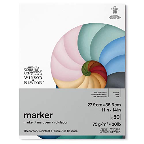 Winsor & Newton Classic Bleedproof Marker Pad, 11" x 14", 50 Sheets, 75 GSM | Bleedproof, 75gsm, Specially Treated Paper, Smoot, Matte, Archival Quality, Desiged for Optimal Marker Performance - size: 11" x 14", style: Classical