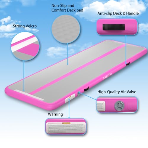Air Mat Tumble Track 4 inches Thickness Inflatable Gymnastics Mat for Home Use/Training/Cheerleading/Yoga 10/13/16/20ft with Electric Air Pump - color: pink, size: 10' x 3.3' x 4" (L x W x H) (3m*1m*10cm)