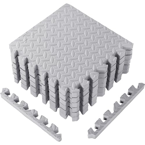 Arrowbash 12x12x1 Inch EVA Thick Interlocking Foam Floor Tiles Puzzle Exercise Mat Foam Mats for Home Gym Pets(Grey,12) - color: Grey, size: 12