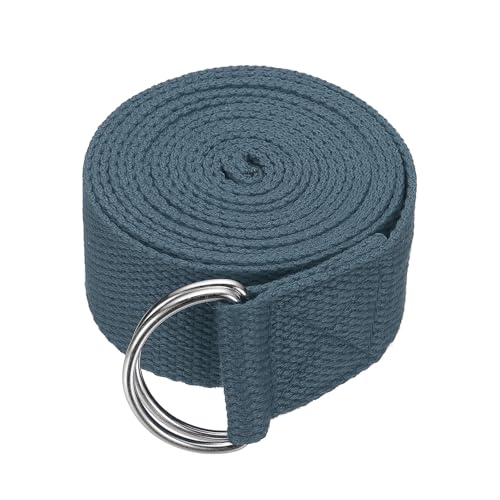 Yoga Strap for Stretching, Athletic Stretch Band with Adjustable Metal D Ring Buckle Yoga Bands - color: Gray, size: 8.2ft
