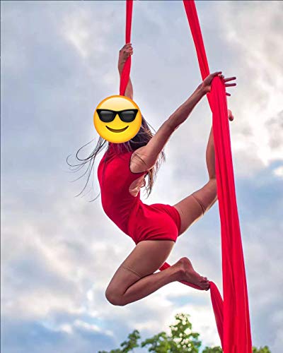 Durable Aerial Silks Starter Kit with 11-Yard Yoga Hammock & Hardware - color: Red