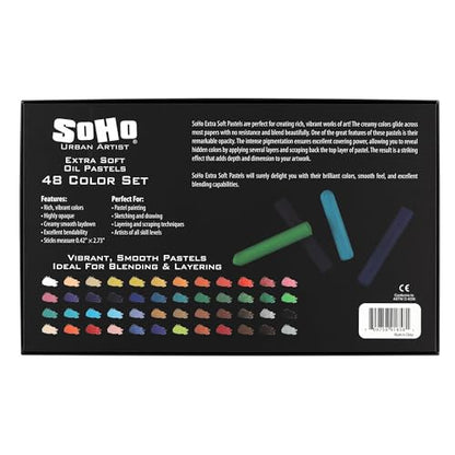 Soho Urban Artist Oil Pastels 52pc Set - Extra Soft, Blendable, Highly Pigmented and Vibrant, Ideal for Artists & Professionals - Suitable for Drawing, Sketching, Layering, and Scraping - size: 52 Count (Pack of 1)