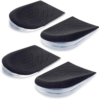 Heel Wedge Silicone Insoles, 2 Pairs 3 Layers Medial & Lateral Corrective Adhesive Shoe Inserts for Foot Alignment, Knock Knee Pain, Bow Legs, Osteoarthritis, Large, Black - style: LARGE(Black)-3 Layers