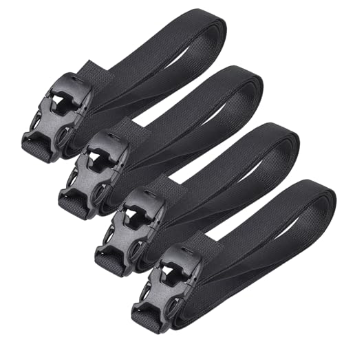 Vigorport Utility Straps Quick Release Nylon Backpack Accessory Bag Strap | Adjustable Nylon Travel Belt, Multi Purpose Compression Straps, Sleeping Bag Strap for Hiking, Travel, Outdoor Sports-4 Pack - color: Black, size: 1"W-96"L