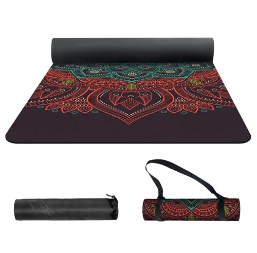 nuveti Yoga Mat Print Extra Thick TPE Non Slip Fitness Exercise Mat with Carrying Bag,72"x24" Extra Thick 6MM Exercise & Workout Mat for Yoga, Pilates Fitness and Floor Exercises - color: ChunRiWuYu
