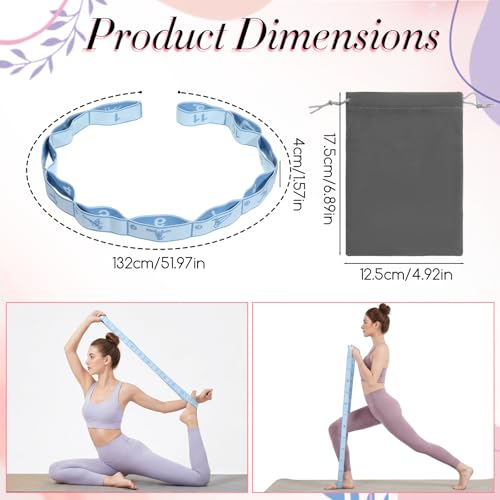 11 Loops Stretch band Yoga Pilates Ballet and Physical Therapy Stretching Strap for Flexibility Leg Stretching and Exercise Premium Multi-Loop Stretch Strap for Dance Gymnastics Durable