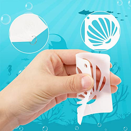 Augshy 56 Pieces Small Summer Sea Ocean Beach Stencils for Painting Crafts | Plastic, Kids Wall Floor Home Decor, Drawing Rock Painting Scrapbooking, Reusable Marine Animal Pattern Shapes, 3 Inch - style: Ocean Creatures