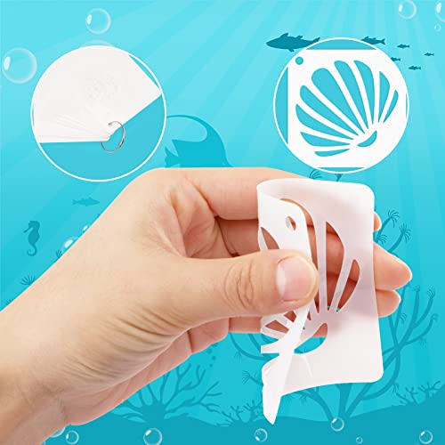 Augshy 56 Pieces Small Summer Sea Ocean Beach Stencils for Painting Crafts | Plastic, Kids Wall Floor Home Decor, Drawing Rock Painting Scrapbooking, Reusable Marine Animal Pattern Shapes, 3 Inch - style: Ocean Creatures