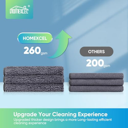 HOMEXCEL Grey Microfiber Cleaning Cloth, Microfiber Towels for Car, 12 Pack | Lint Free Cleaning Rags for Household, Kitchen, Car Wash Towels for Detailing Drying, Scratch-Free, 11.5"X 11.5" - color: Grey