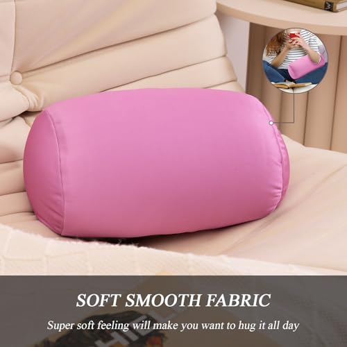 Microbead Bolster Tube Pillows with Double Cover，Squish Bean Bed Microbead Pillow Soft Neck Back Lumbar Support Smooth Cool Touch Comfortable Fabric (Purple) - color: Purple