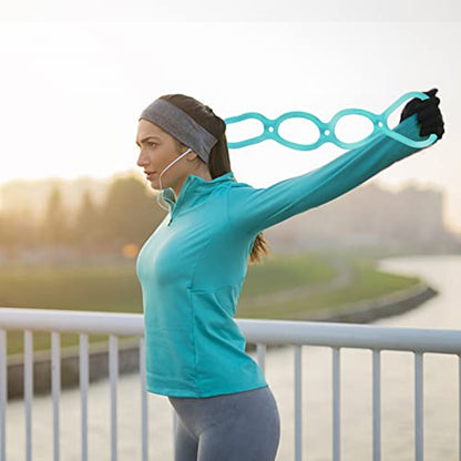 7 Ring Stretch Resistance Exercise Band, Miracle Miles Band, Yoga Stretching, Arm, Shoulders Foot, Leg Fitness Home Gym Physical Therapy Band - color: Blue