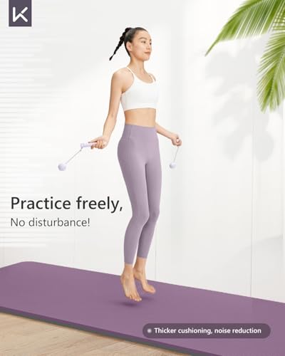 KEEP Yoga Mat 7mm Thick Non Slip - Extra Cushion TPE Exercise Mat for Home Workout & Pilates, Eco Friendly Knee Protection, 72"x24" Large Fitness Mat with Carrying Strap - color: Purple