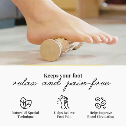 tuuli Accessories - Wooden Foot Massager, Grooved Muscle Roller, Helps Ease Muscle Tension, Supports Blood Circulation, Natural Wood Therapy Massage Tools, 8 x 2 inches - size: S