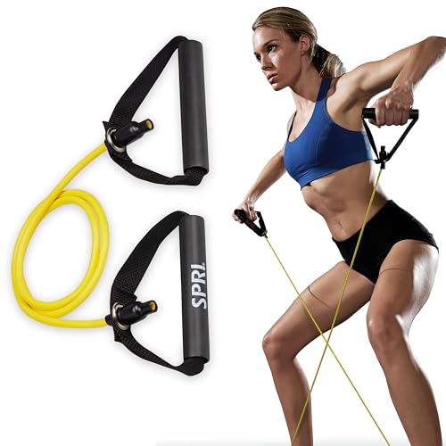 SPRI Xertube Resistance Bands with Handles – All Exercise Cords Sold Separately with Home Gym Workout Fitness Door Anchor Attachment Option - size: Very Light, style: 도어 부착 없음
