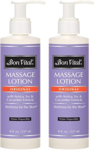 Bon Vital' Original Massage Lotion for a Versatile Massage Foundation to Relax Sore Muscles & Repair Dry Skin, Lightweight, Non-Greasy Formula to Moisturize and Repair Dry Skin, 8 Oz, Label May Vary - size: 8oz (Pack of 2)