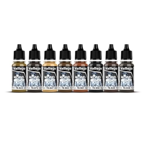 Vallejo - Model Color Effects Wood & Leather Set | Modeling Acrylic Paints | 8 Bottles x 18 ml (0.60 fl.oz.) - style: Wood & Leather