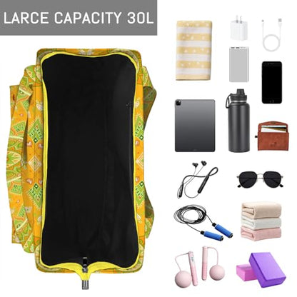 Mandala Yoga Mat Bag Large Yoga Bags and Carrier Fits All Your Stuff Yoga Tote Bags with Zipper Pocket Pilates Bag - color: Yellow