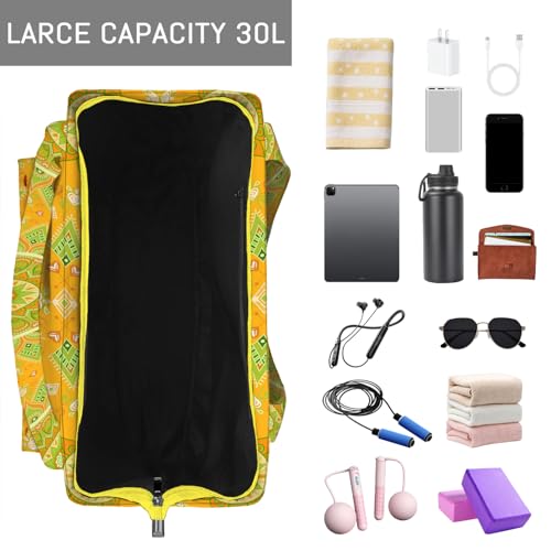 Mandala Yoga Mat Bag Large Yoga Bags and Carrier Fits All Your Stuff Yoga Tote Bags with Zipper Pocket Pilates Bag - color: Yellow