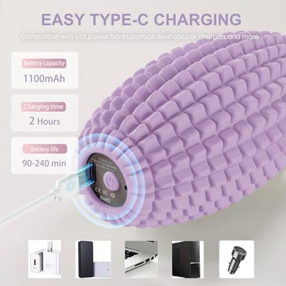 Vibrating Massage Ball with Rolling Head for Plantar Fasciitis - color: Purple