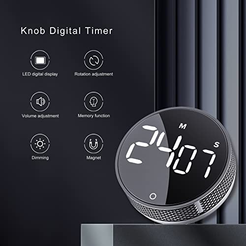 AVINIA Digital Kitchen Timers, Visual timers Large LED Display Magnetic Countdown Countup Timer for Classroom Cooking Fitness Baking Studying Teaching, Easy for Kids and Seniors Silver - color: Silver