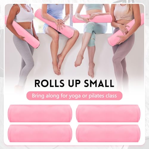 Breling 4 Pack 72" x 24" Hot Yoga Towel Non Slip Microfiber Mat Towel Sweat Absorbent Soft Pilates Mat Essentials for Hot Yoga Pilates Exercise (Pink) - color: Pink
