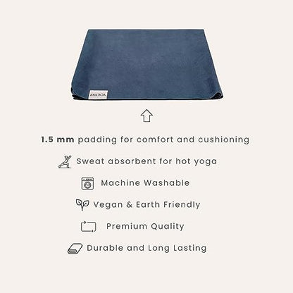 Travel Yoga Mat 1.5mm | Foldable, Lightweight Mat | Use for Travel, Backpacking, Yoga Retreat, Outdoors, Gym, Pilates, Machine Washable, Eco-Friendly - color: Space
