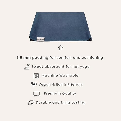 Travel Yoga Mat 1.5mm | Foldable, Lightweight Mat | Use for Travel, Backpacking, Yoga Retreat, Outdoors, Gym, Pilates, Machine Washable, Eco-Friendly - color: Space