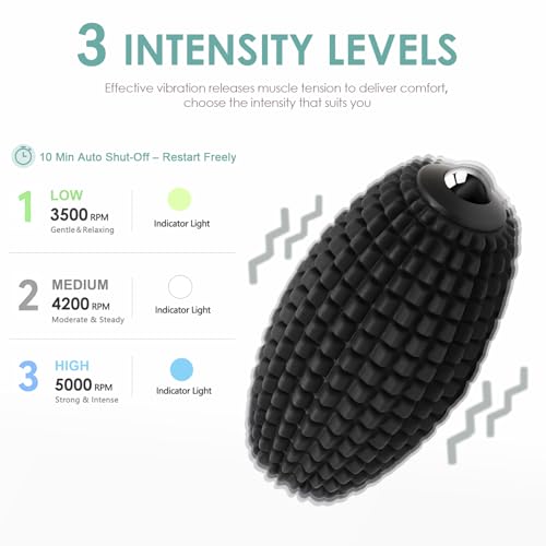 Vibrating Massage Ball with Rolling Head for Plantar Fasciitis - color: Black