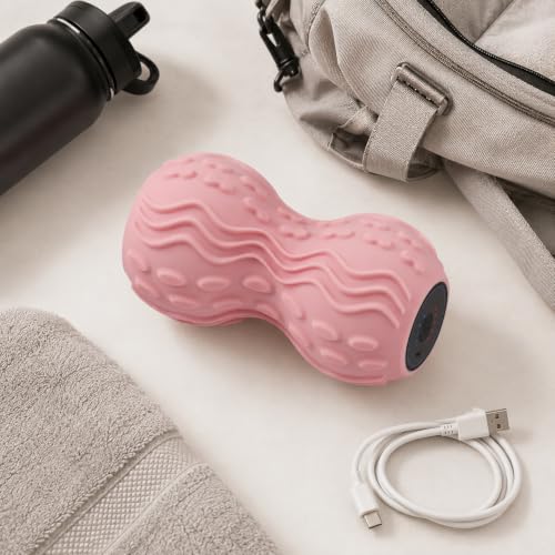 Vibrating Peanut Massage Ball, 5-Speed Back & Neck Recovery Roller (Pink) - color: Pink