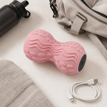 Vibrating Peanut Massage Ball, 5-Speed Back & Neck Recovery Roller (Pink) - color: Pink