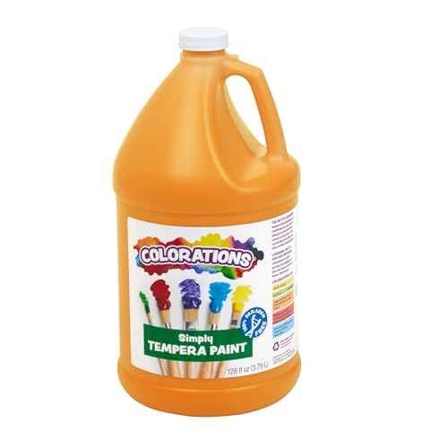 Colorations Paraben-Free Tempera Paint for Kids, 1 Gallon, Vibrant Orange | Non-Toxic and Made in the USA, Classroom Must Haves, Bulk Arts & Crafts Supplies - color: Orange