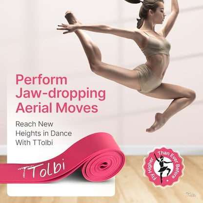 2-Pack Ballet Stretch Bands with Foot Mini Loop, Natural Rubber Dance Bands | Splits and flexibility training for kids, teens and adult dancers, gymnasts and cheerleaders, beginner guide and travel bag - color: Pink Regular