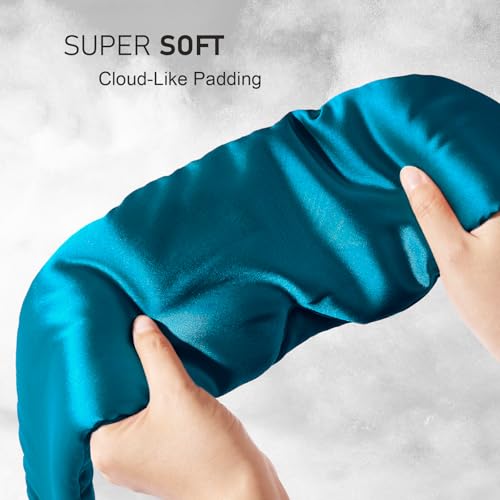 LitBear Silk Sleep Mask for Side Sleeper, Eye Mask Sleeping for Women Men - color: Peacock Blue