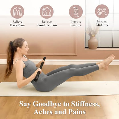 PAETA Yoga Stick for Stretching, 5ft Exercise Stick for Mobility & Flexibility, Bamboo Stretch Bar and Posture Pole with Non-Slip Grip - Includes Free Video Guide - color: Black