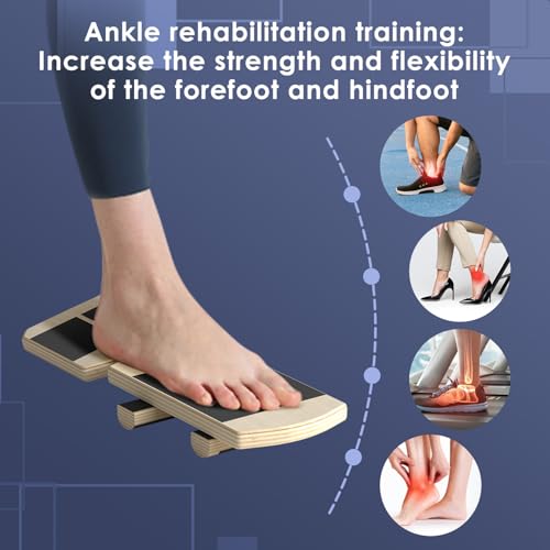 Balance Board for Foot Ankle Rehab, Physical Therapy Board for Plantar Fasciitis Ankle Sprain Achilles Pain, Single Leg Balance Trainer for Home Use with Exercise Guide