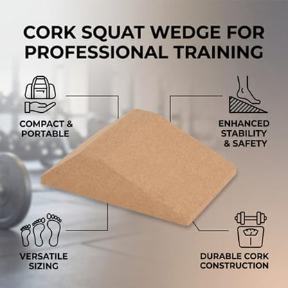 Squat Wedge Block, 23x12x6. 5cm Oak Calf Raise Block Cork Yoga Blocks Elevated Squat Wedge Compact and Portable for Weighted Training Fitness