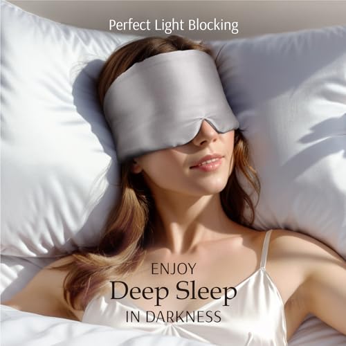 Zenssia 100% Mulberry Silk Sleep Mask Eye Mask for Men & Women, Silvergrey - color: Silvergrey