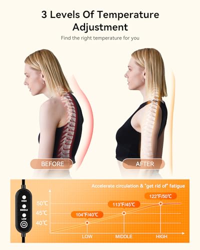 Heated Neck Stretcher for Pain Relief - Neck and Shoulder Relaxer Graphene Heated Cervical Traction Device Neck Pillow Corrector Chiropractic for TMJ Pain Relief and Cervical Spine Alignment Black