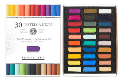 SENNELIER Extra-Soft French Half Pastel Professional Artist Box Set, 30-Colors