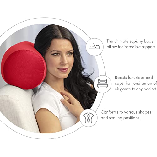 Microbead Bolster Neck Roll Pillow, 14x8 in Cylinder Tube, Deep Red - color: Deep Red