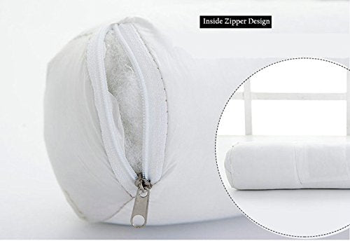 ALIBO Gray Bolster Neck Round Roll Support Bed Pillow 18.9" x3.9" with Washable Pillowcase Pain Relief Cervical Pillow,Back Sleeping Head Rest. - color: Gray