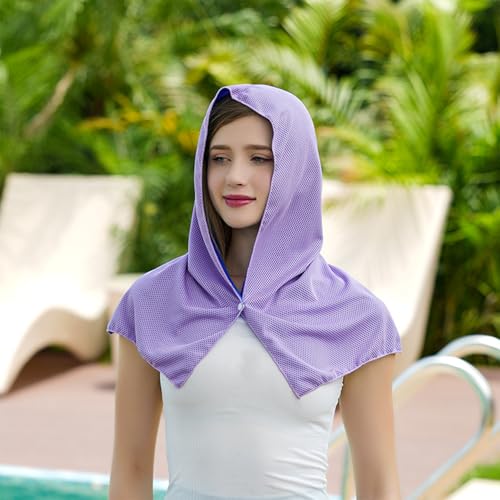 Cooling Hoodie Towel for Men Women, Instant Cooling Towels for Neck and Face, Ice Towel for Sports Workout Camping Cycling,Purple - color: Purple