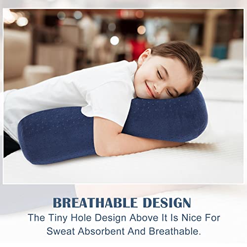 Remerry 2 Pcs 17 x 7 Inches Velvet Neck Roll Pillow Cover with Zipper, Soft Bolster Pillowcases for Cylindrical Pillow (Cover Only, Bolster Not Included)(Navy Blue) - color: Navy Blue, size: 17 x 7 Inches