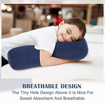 Remerry 2 Pcs 17 x 7 Inches Velvet Neck Roll Pillow Cover with Zipper, Soft Bolster Pillowcases for Cylindrical Pillow (Cover Only, Bolster Not Included)(Navy Blue) - color: Navy Blue, size: 17 x 7 Inches