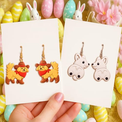 9pcs Farm Theme Polymer Clay Cutters，Animal Polymer Clay Jewelry - Fish Hen Cowboy Dog Butterfly Corgi Polymer Clay Cutters，Easter Gifts - color: Farm Theme Polymer Clay Cutters