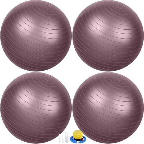 Leyndo 4 Pcs 26 Inch Yoga Exercise Ball Pilates - color: Rose Color