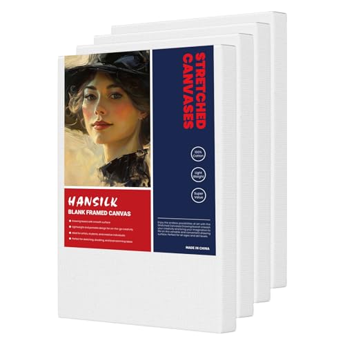 4pk 6x8 Stretched White Blank Canvas - Primed,100% Cotton,Profile of Super Value Pack for Acrylics,Oils & Other Painting - size: 6*8-4